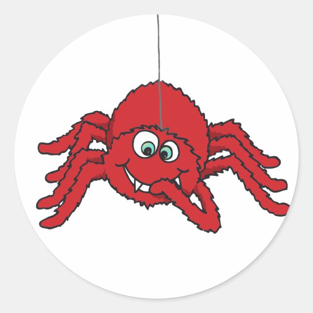 Fun red spider kids sticker (Front)