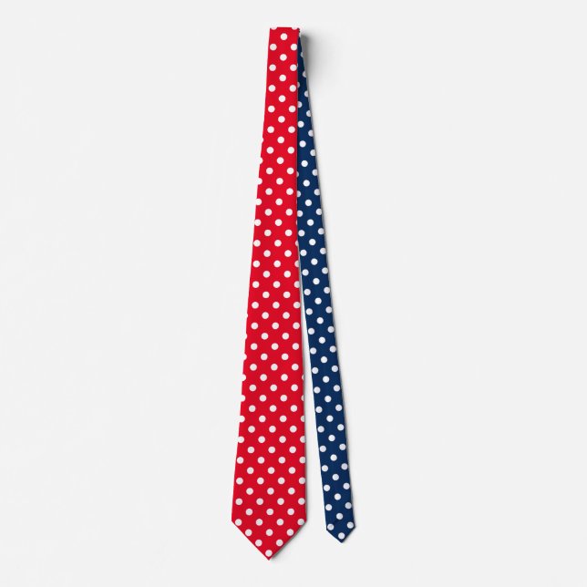 Fun red white and blue polka dots pattern neck tie (Front)