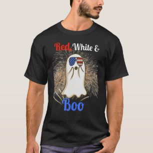 Fun Red White And Boo July 4th Patriotic Ghost Fir T-Shirt