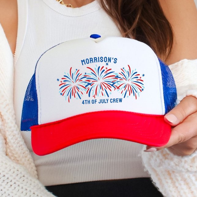 Fun Red White Blue Fireworks 4th of July Custom  Trucker Hat (Creator Uploaded)
