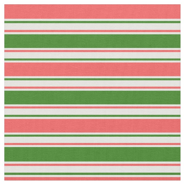 Fun Red, White, Green Christmas-Inspired Pattern Fabric (Close Up)