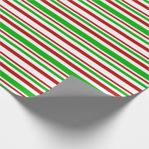 Fun Red, White, Green Christmas Style Lines Wrapping Paper