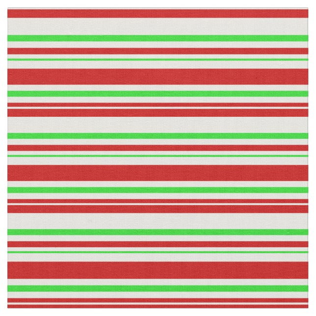 Fun Red, White, Green Coloured Christmas-Inspired Fabric (Close Up)