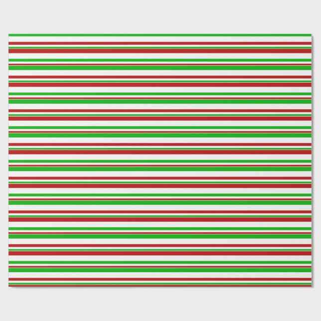 Fun Red, White, Green Coloured Christmas Inspired Wrapping Paper (Flat)