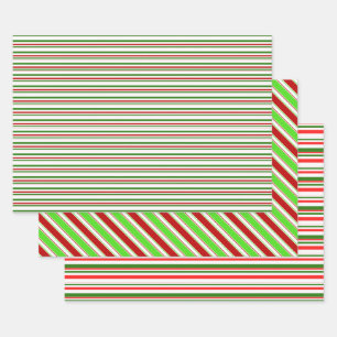 Fun Red, White, Green Coloured Christmas Inspired Wrapping Paper Sheet