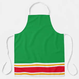 Fun Red White Yellow Racing Stripes On Kelly Green Apron