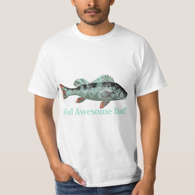 Fun Reel Awesome Dad Fishing Perch T-Shirt (Front)