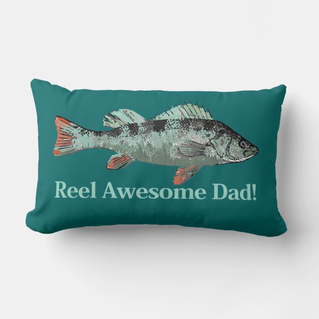 Fun Reel Awesome Dad Quote & Fish Lumbar Cushion (Front)