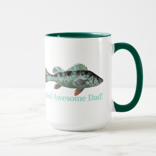 Fun Reel Awesome Dad Quote & Fish Perch Teal Mug