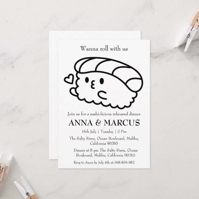 fun rehearsal dinner invitations (Front/Back In Situ)