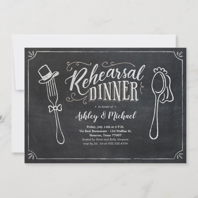 Fun Rehearsal Dinner Invitations - Chalkboard (Front)