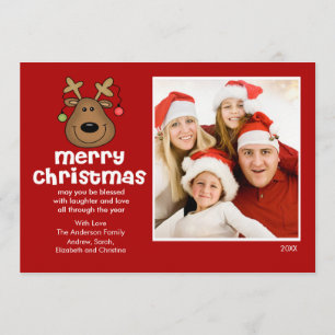 Fun Reindeer Christmas Flat Photo Card