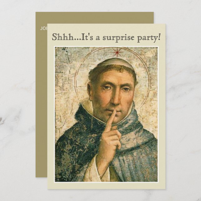 FUN RELIGIOUS SAINT DOMINIC SURPRISE PARTY EVENT INVITATION (Front/Back)