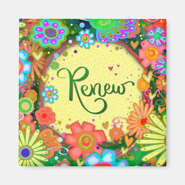 Fun Renew Pretty Floral Modern Inspirivity Magnet (Front)