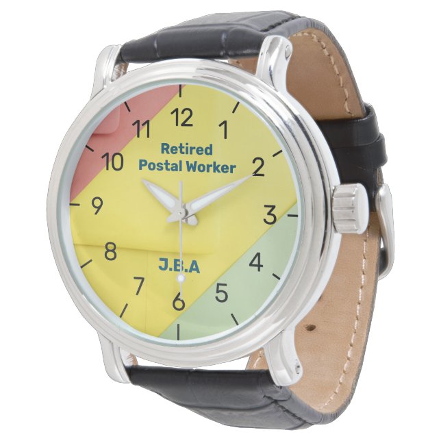 Fun Retired Postal Worker Watch Personalise Name (Angled)
