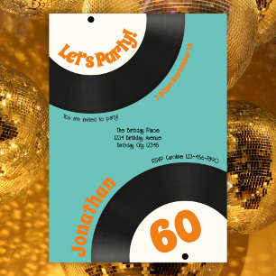 Fun Retro 60th Birthday 70s Music Vinyl Record Invitation