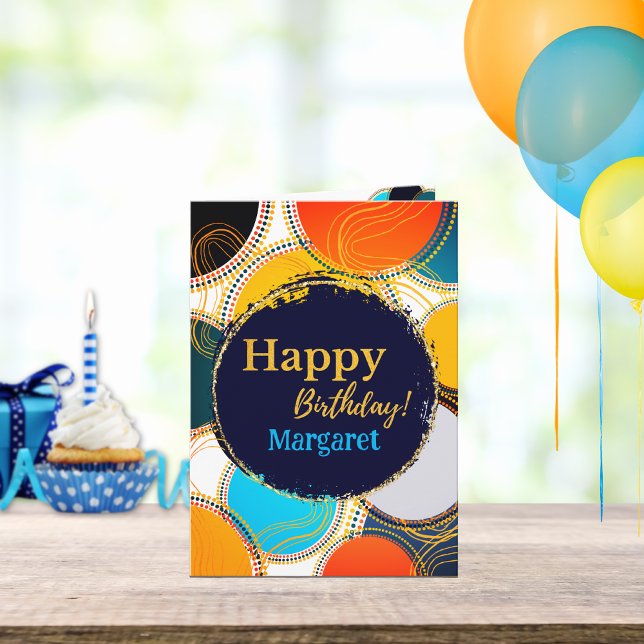 Fun Retro 80’s Happy Birthday Abstract Personalise Card (Creator Uploaded)