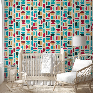 Fun Retro Abstract Shape Pattern Wallpaper