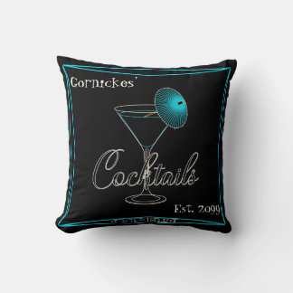 Fun Retro Aqua Cocktail Bar Pub Cushion
