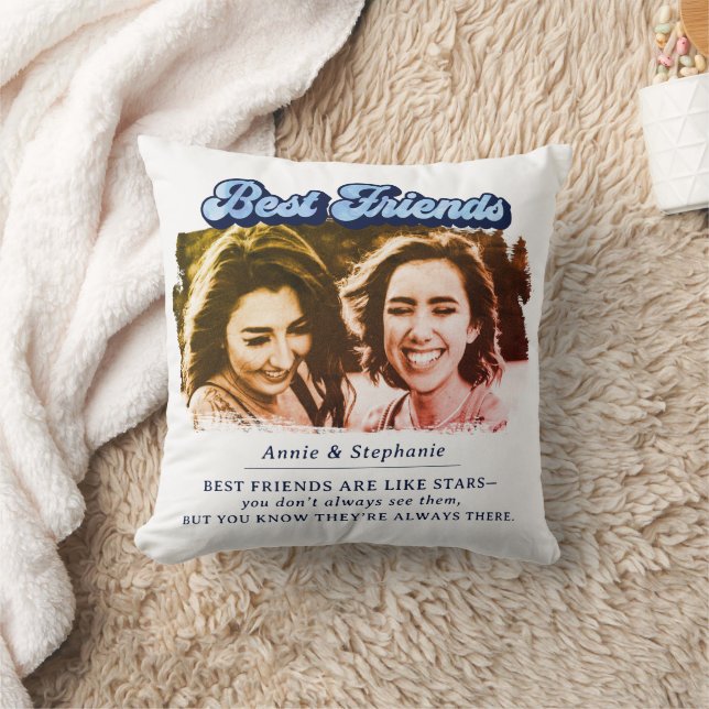 Fun Retro Best Friends Photo Cushion (Blanket)