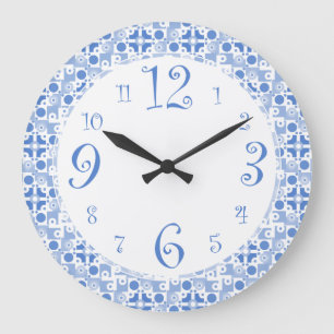 Fun Retro Blue and White Kitchen Clock