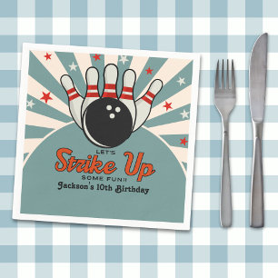 Fun Retro Bowling Birthday boy Party for Kids Napkin