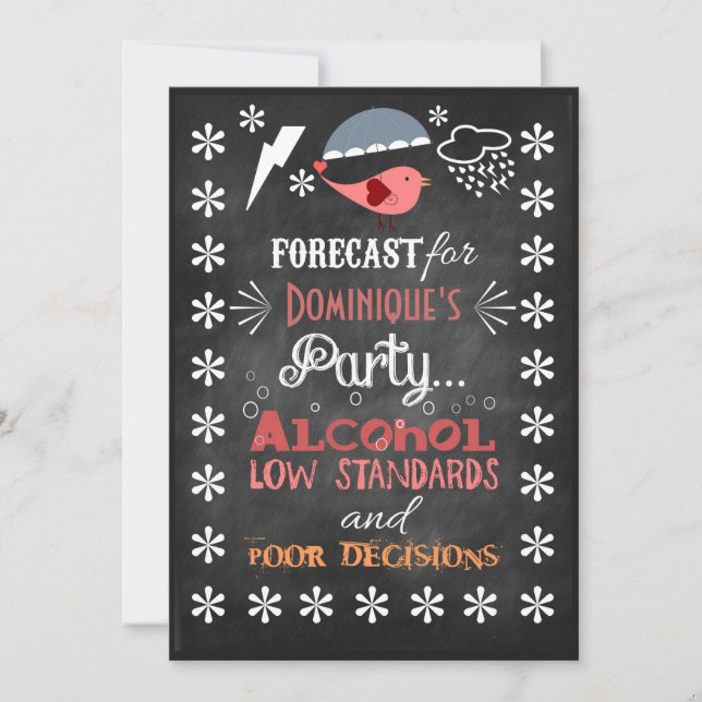 Fun Retro Chalkboard Pub Sign Birthday Invites (Front)