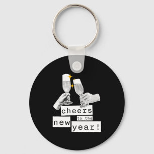 Fun Retro Cheers To The New Year Vintage Party Cel Key Ring