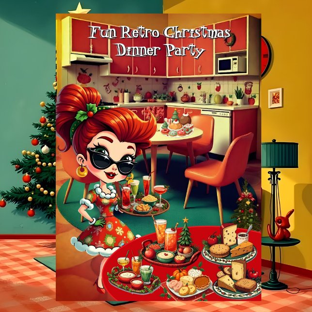 Fun Retro Christmas Holiday Dinner Party 1950s Invitation (Creator Uploaded)
