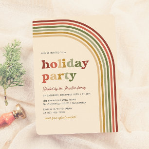 Fun Retro Colourful Arch Christmas Holiday Party Invitation