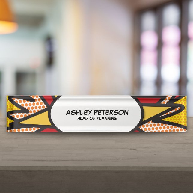 Fun Retro Comic Book Nameplate (Fun Retro Comic Book Desk Name Plate)