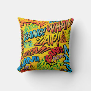 Fun Retro Comic Book Pop Art Sounds Cushion