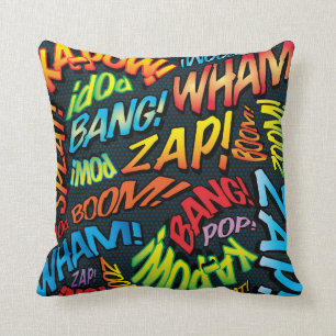 Fun Retro Comic Book Pop Art Sounds Cushion