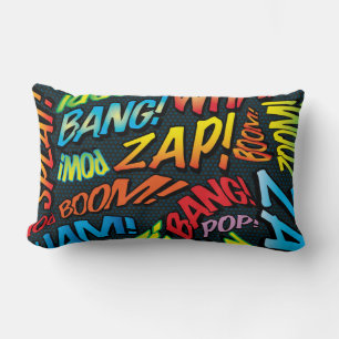 Fun Retro Comic Book Pop Art Sounds Lumbar Cushion