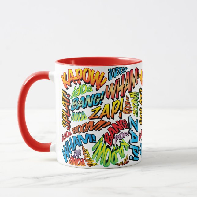 Fun Retro Comic Book Pop Art Sounds Mug (Left)