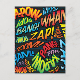 Fun Retro Comic Book Pop Art Sounds Postcard