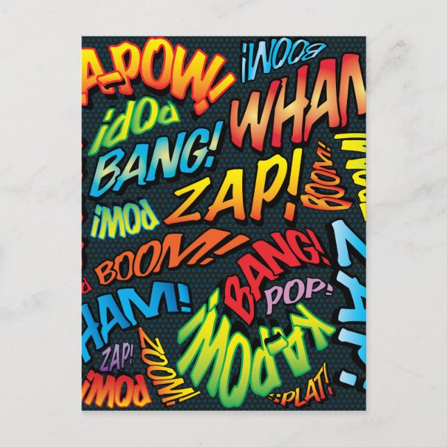 Fun Retro Comic Book Pop Art Sounds Postcard (Front)