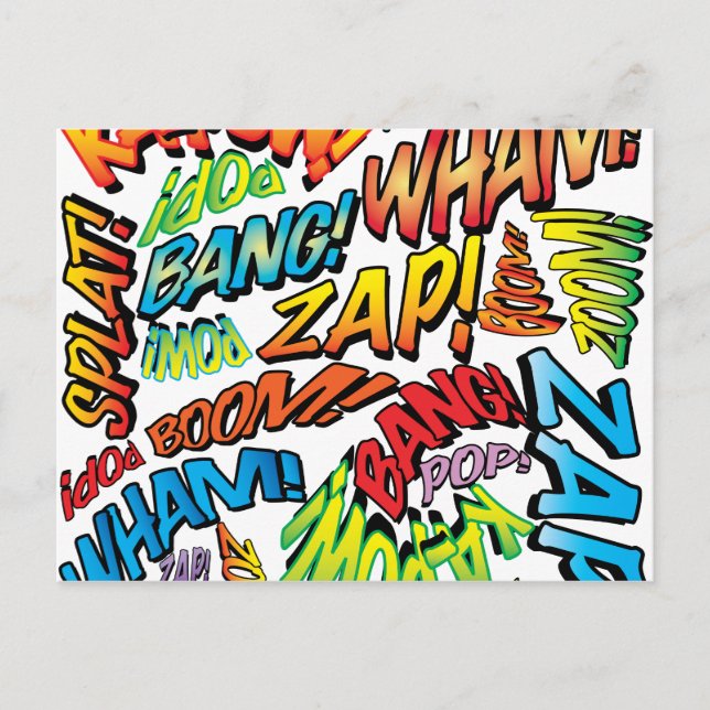 Fun Retro Comic Book Pop Art Sounds Postcard (Front)