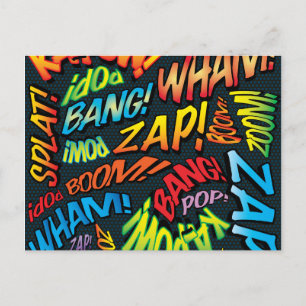Fun Retro Comic Book Pop Art Sounds Postcard