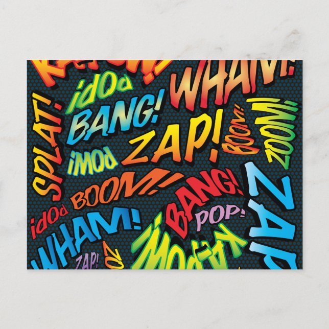 Fun Retro Comic Book Pop Art Sounds Postcard (Front)
