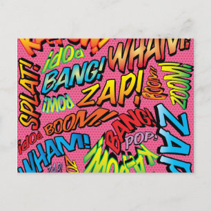 Fun Retro Comic Book Pop Art Sounds Postcard