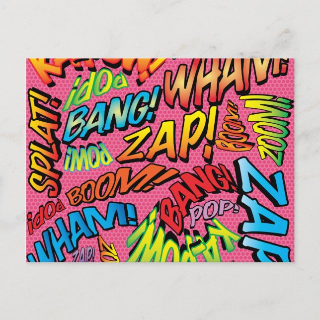 Fun Retro Comic Book Pop Art Sounds Postcard (Front)