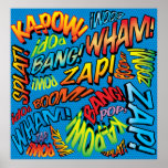 Fun Retro Comic Book Pop Art Sounds Poster<br><div class="desc">A fun,  cool and trendy retro comic book pop art-inspired design that puts the wham,  zap,  pow into your day. The perfect gift for superheroes,  your friends,  family or as a treat to yourself. Designed by ComicBookPop© at www.zazzle.com/comicbookpop*</div>