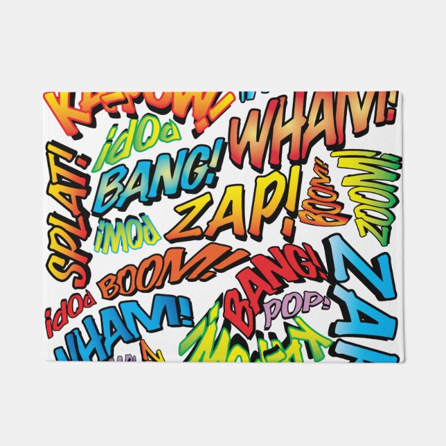 Fun Retro Comic Book Pop Art Superhero Doormat (Front)