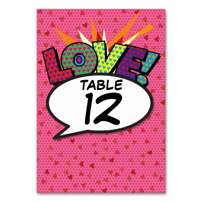 Fun Retro Comic Book Pop Art Table Number (Front)