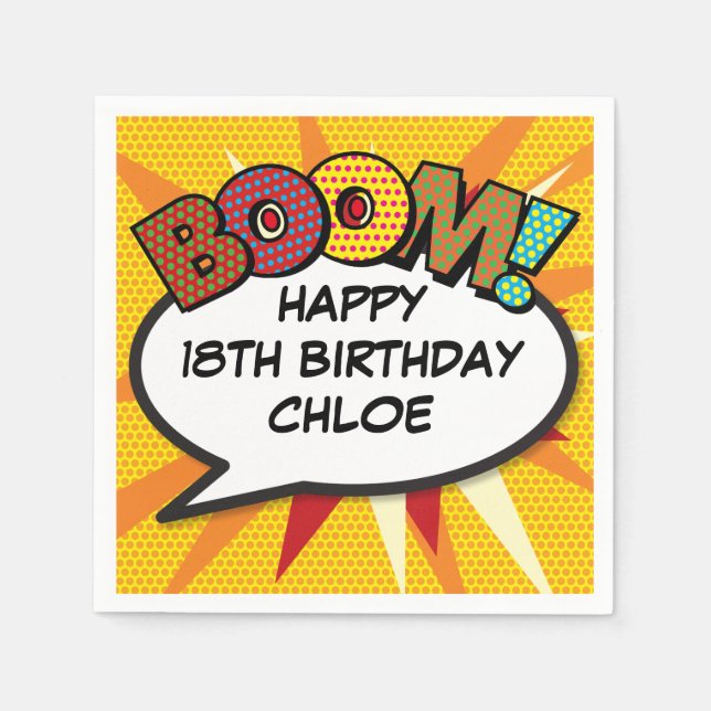 Fun Retro Comic Book Speech Bubble Napkin (Front)