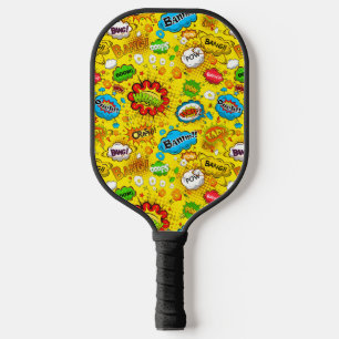 Fun Retro Comic Speech Bubbles Seamless Pattern Pickleball Paddle