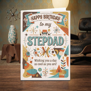 Fun Retro Cool Stepdad's Birthday Card