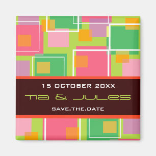 Fun Retro Cubes 01 * Save Date Date Magnet