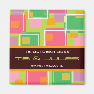 Fun Retro Cubes 01 * Save Date Date Magnet
